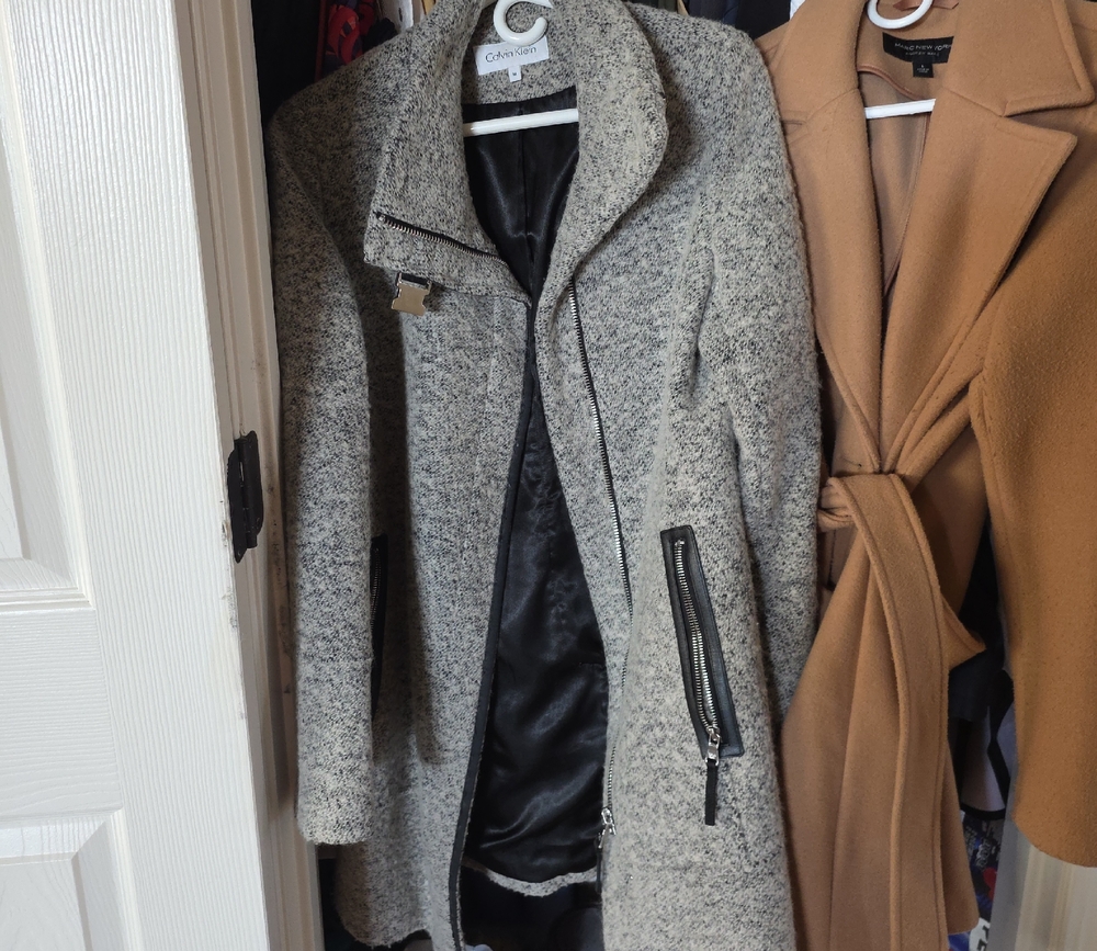 Calvin Klein Women's Black and Gray Trench Coat